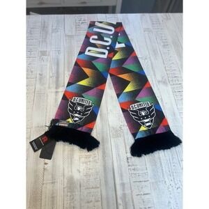 DC United MLS Soccer Scarf Rainbow Geometric Pattern Black Fringe Ruffneck